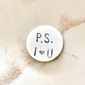 Cutesy Boyfriend Pocket Token, Valentine&#39;s Day Token, Personalized Coin for Him, Girlfriend Gift for Valentine&#39;s, P.S. I Love You Gift