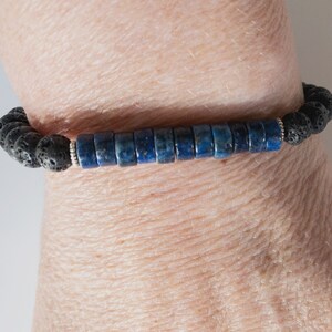 Blue Jasper Gemstone Bracelet, Imperial Jasper Jewelry, Essential Oil Lava Jewelry, Peace and Serenity Bracelet, Dark Blue Jasper