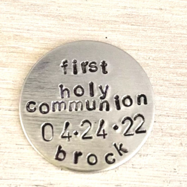 First Holy Communion Gift, Pocket Token, Personalized Communion Gift, Confirmation Gift, First Communion Keepsake, Personalized Gift