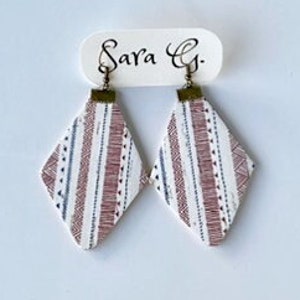 Tribal Print Leather Earrings, Tribal Earring Design, Leather Jewelry, Boho Accessories, Handmade Gifts for Her