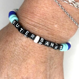 OBX Bracelet, Preppy OBX Jewelry, Outer Banks Bracelet, OBX Accessories, Polymer Clay Stretchy Bracelet, Teenager Gift