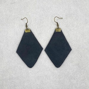 Black Leather Earrings, Leather Earrings, Leather Accessories, Genuine Leather Jewelry, Classic Earring Style, Everyday Jewelry, Gift idea