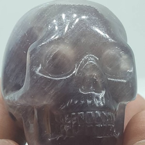 Realistic skull/fluorite crystal skull/Skull carving/fluorite carving/gemstone skull/sculpture/rock and mineral/human head/Reiki/chakra