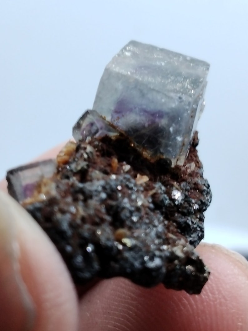 Purple Cubic Fluorite with Bismuth Needles image 2