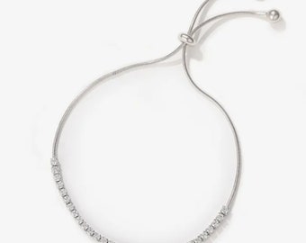 Sterling Silver Rhinestone Drawstring Bracelet!