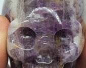 AAA Realistic Crystal (Chevron amethyst dream amethyst) human skull carving