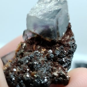 Purple Cubic Fluorite with Bismuth Needles image 7