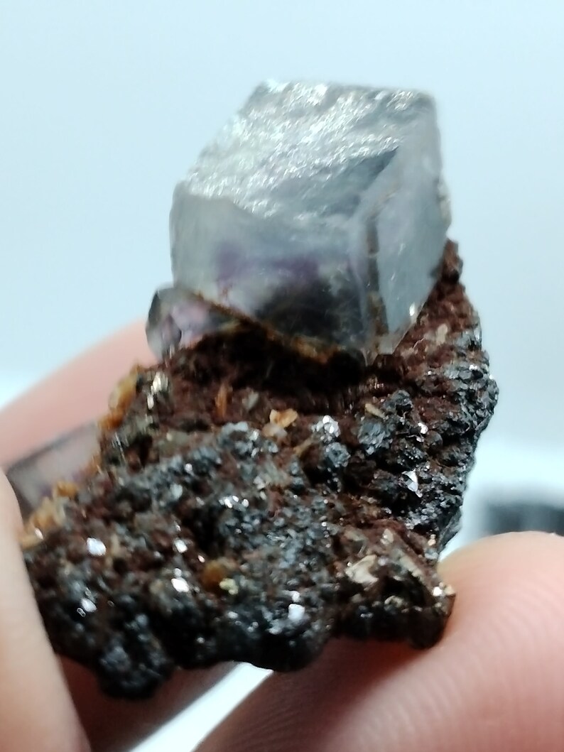 Purple Cubic Fluorite with Bismuth Needles image 7