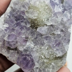 Clear Cubic Purple Fluorite Crystals on Quartz Matrix!