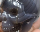 AAA blue banded Agate Crystal human skull carving