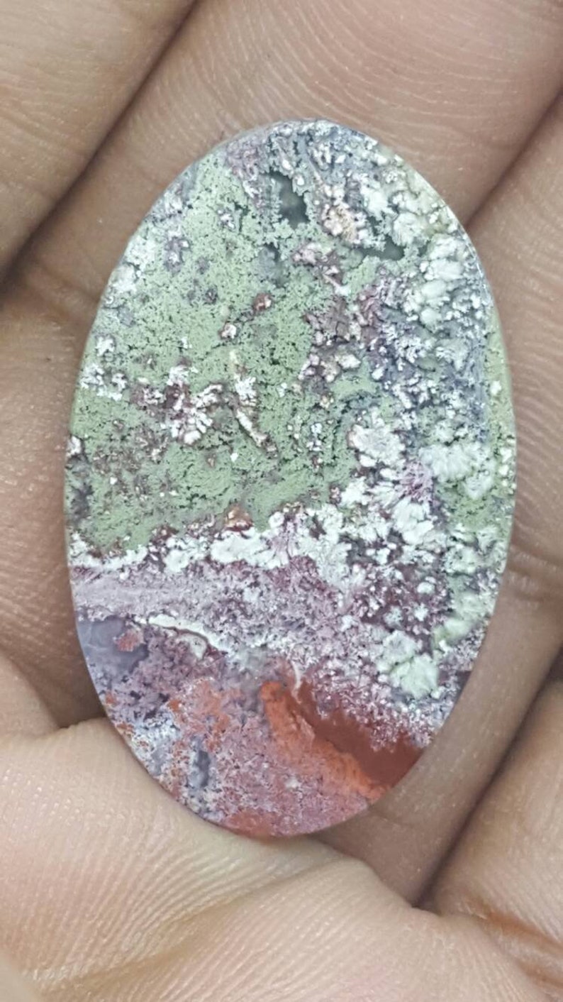 Indonesian Moss agateoval shapePlume Agateagate cabochonpicture Agatelandscape Agatepicture AgateScenic agaterock and mineraljasper