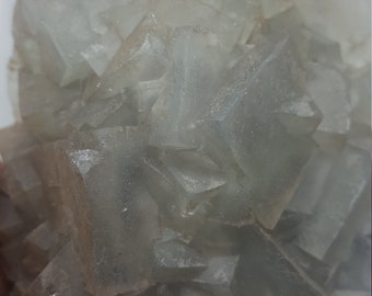 Large Cubic Fluorite/Fluorite cluster/frosted quartz/natural/octahedron Fluorite crystal/rough rocks/rocks and minerals/raw quartz matrix