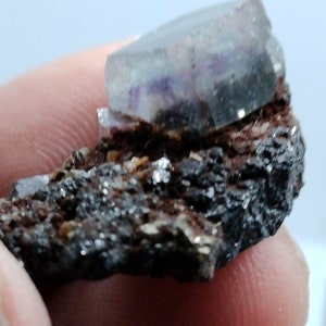 Purple Cubic Fluorite with Bismuth Needles image 5