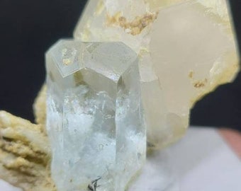 Aquamarine and Quartz Crystal Symbiotic Mineral Specimen!