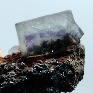 Purple Cubic Fluorite with Bismuth Needles image 8