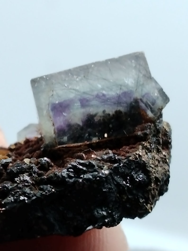 Purple Cubic Fluorite with Bismuth Needles image 8