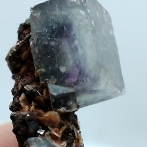 Purple Cubic Fluorite with Bismuth Needles image 1