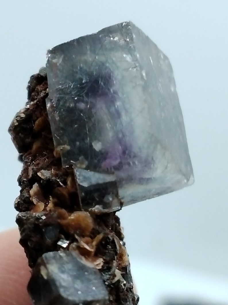 Purple Cubic Fluorite with Bismuth Needles image 1