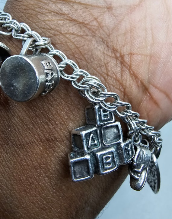 Wow, .925 Sterling Silver 13 Piece Charm Bracelet! - image 4