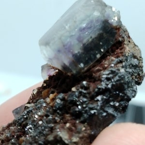 Purple Cubic Fluorite with Bismuth Needles image 9