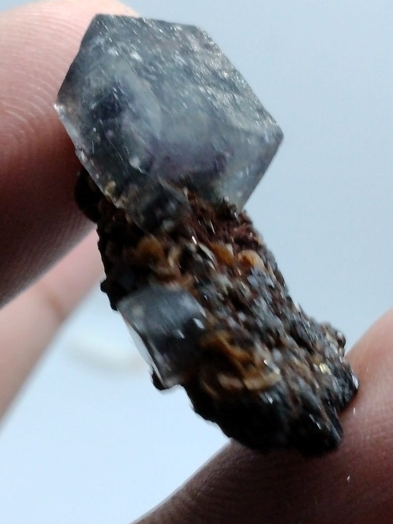 Purple Cubic Fluorite with Bismuth Needles image 6