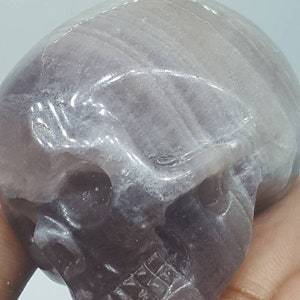 Realistic skull/fluorite crystal skull/Skull carving/banded fluorite/gemstone skull/sculpture/rock and mineral/human head/Reiki/chakra
