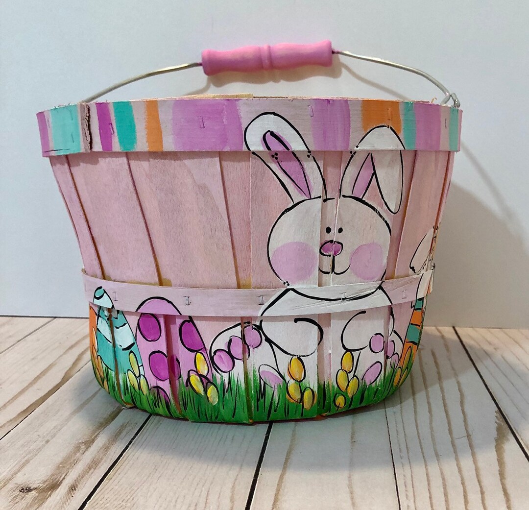 Easter Basket Personalized Easter Basket Hand Painted Easter Basket Etsy