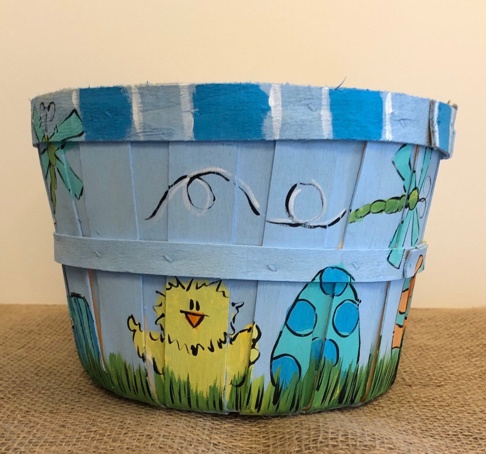 Easter Basket Hand Painted Easter Basket Personalized Etsy