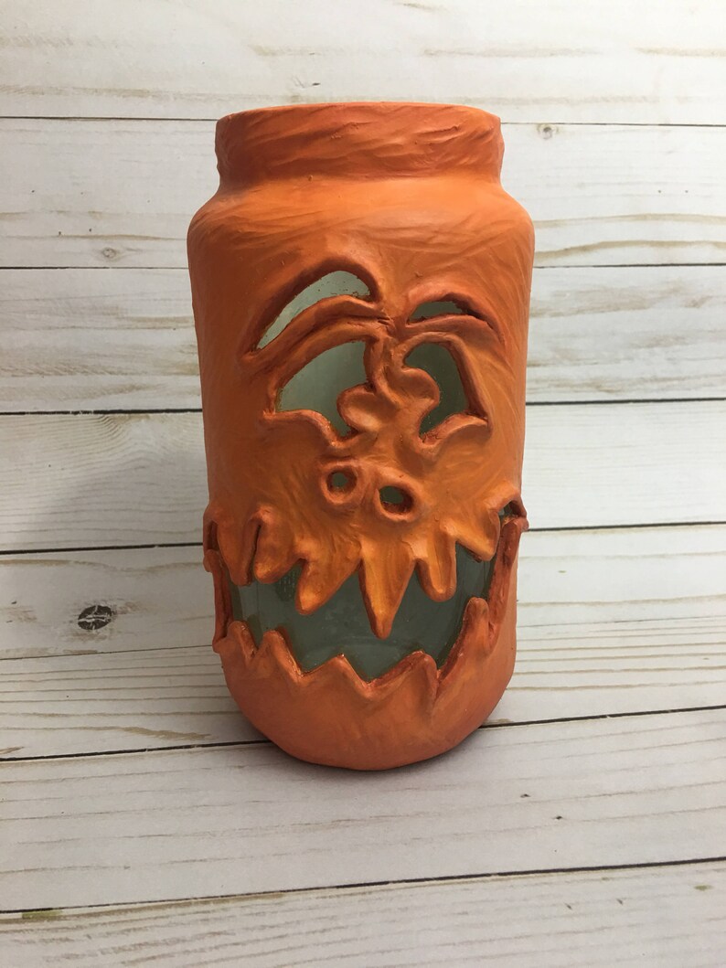 Halloween Candle Jar Jackolantern Candy Jar Halloween Etsy