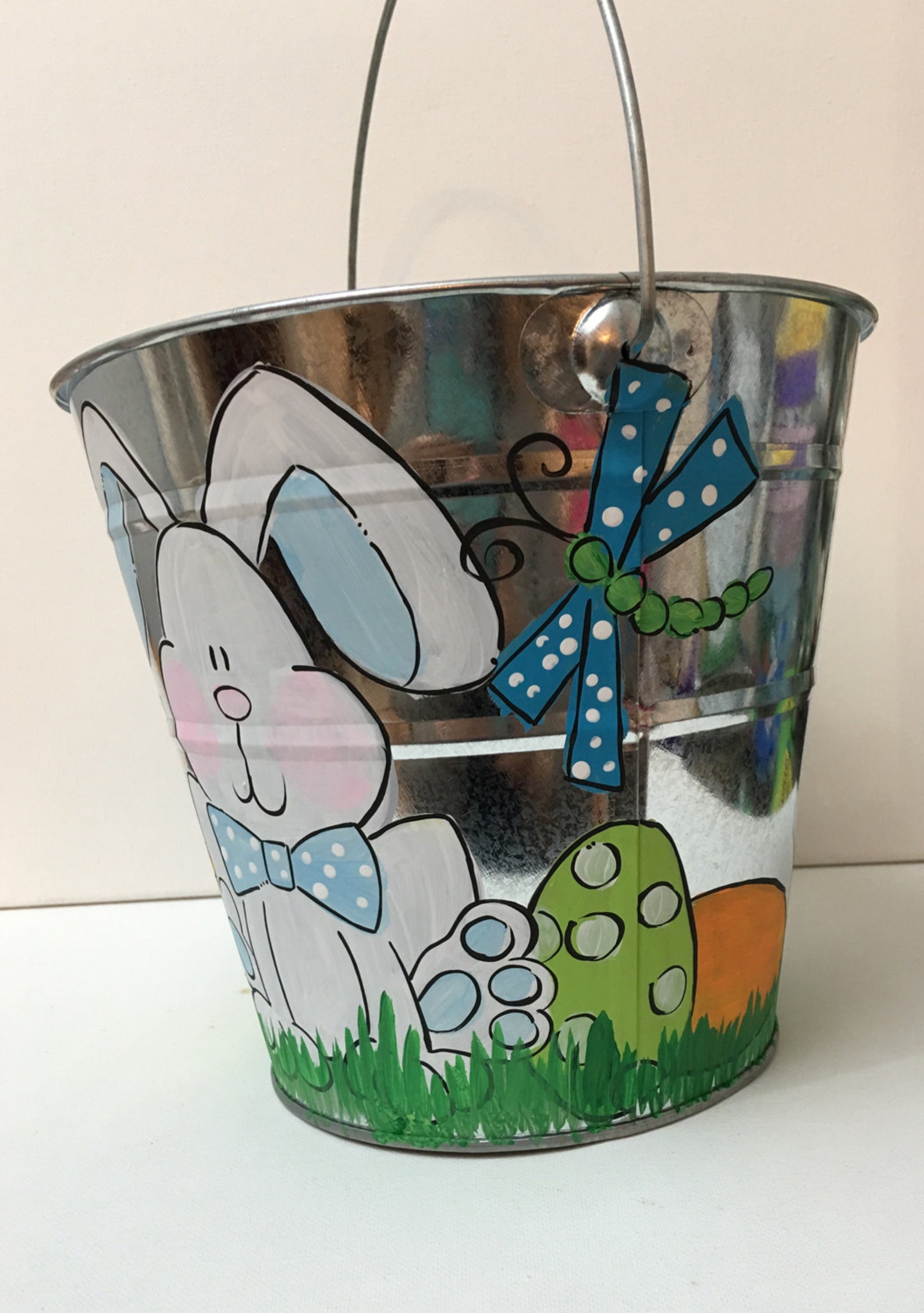 Personalized Easter Bucket Easter Basket Painted Easter Etsy