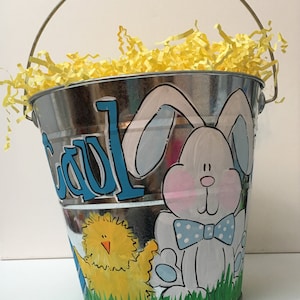 Personalized Easter Bucket: Hand-Painted Galvanized Basket