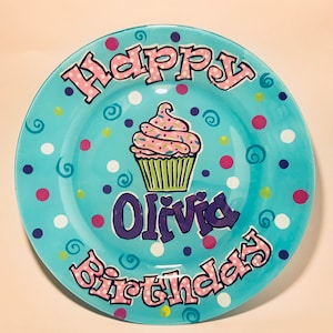 Happy Birthday Plate | Personalized Birthday plate | personalized plate | Cupcake Birthday