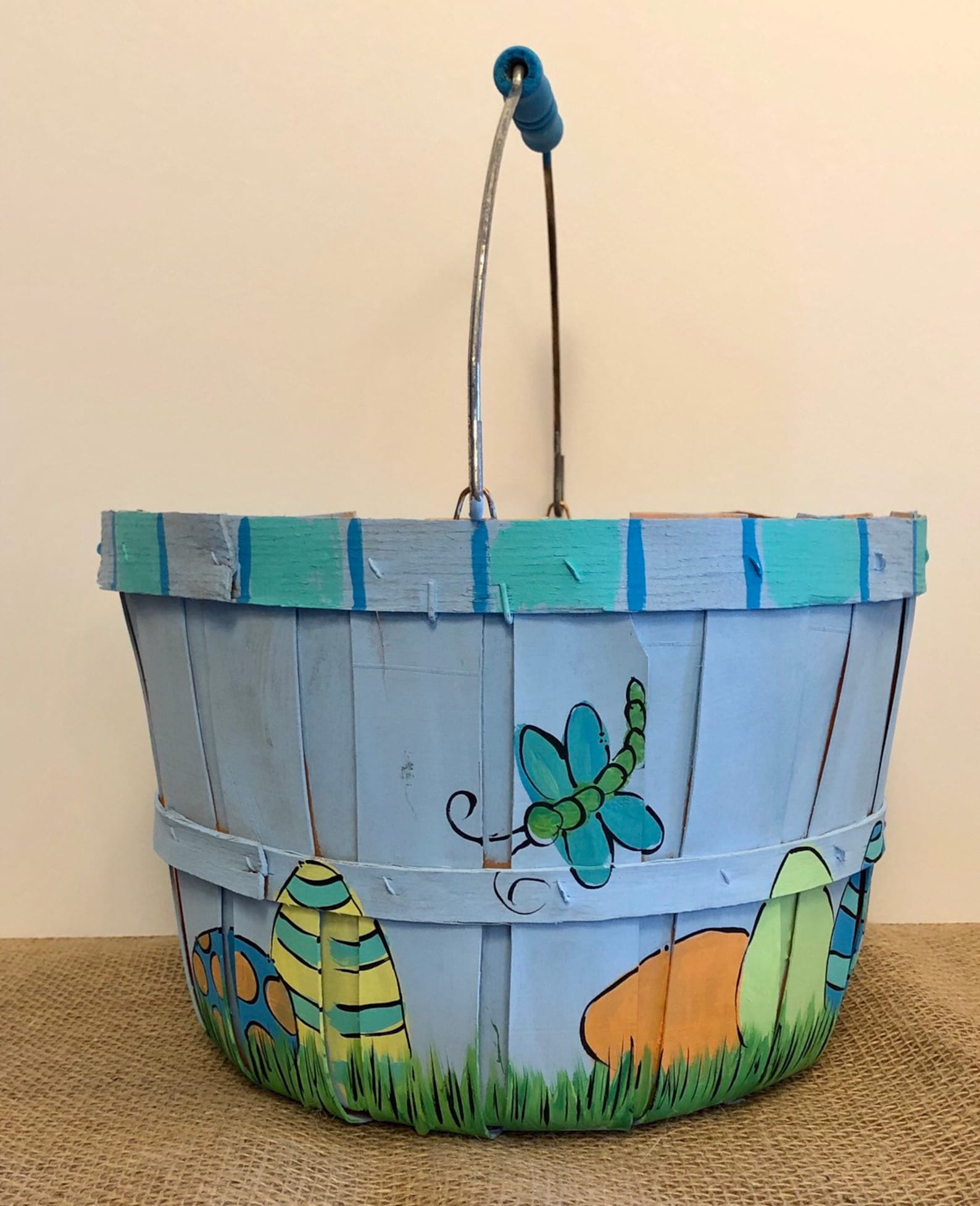 Easter Basket Hand Painted Easter Basket Personalized Etsy