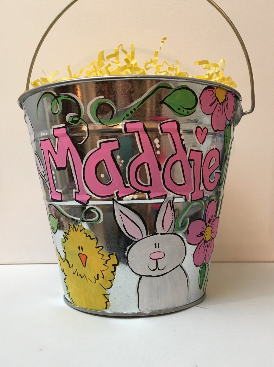 Personalized Easter Bucket Easter Basket Painted Easter Etsy
