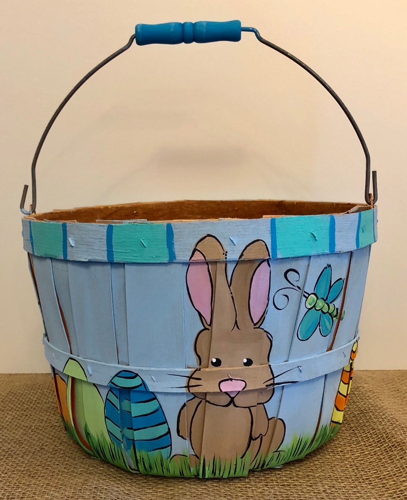 Easter Basket Hand Painted Easter Basket Personalized Etsy