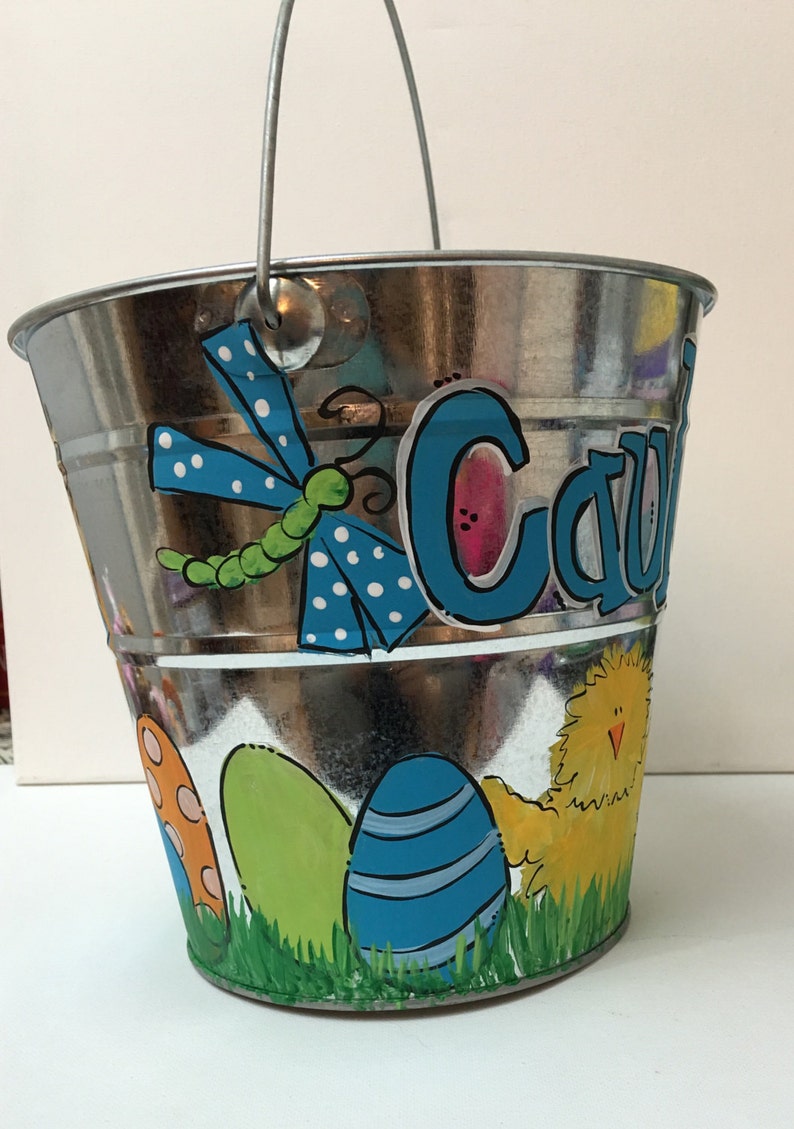 Personalized Easter Bucket Easter Basket Painted Easter Etsy