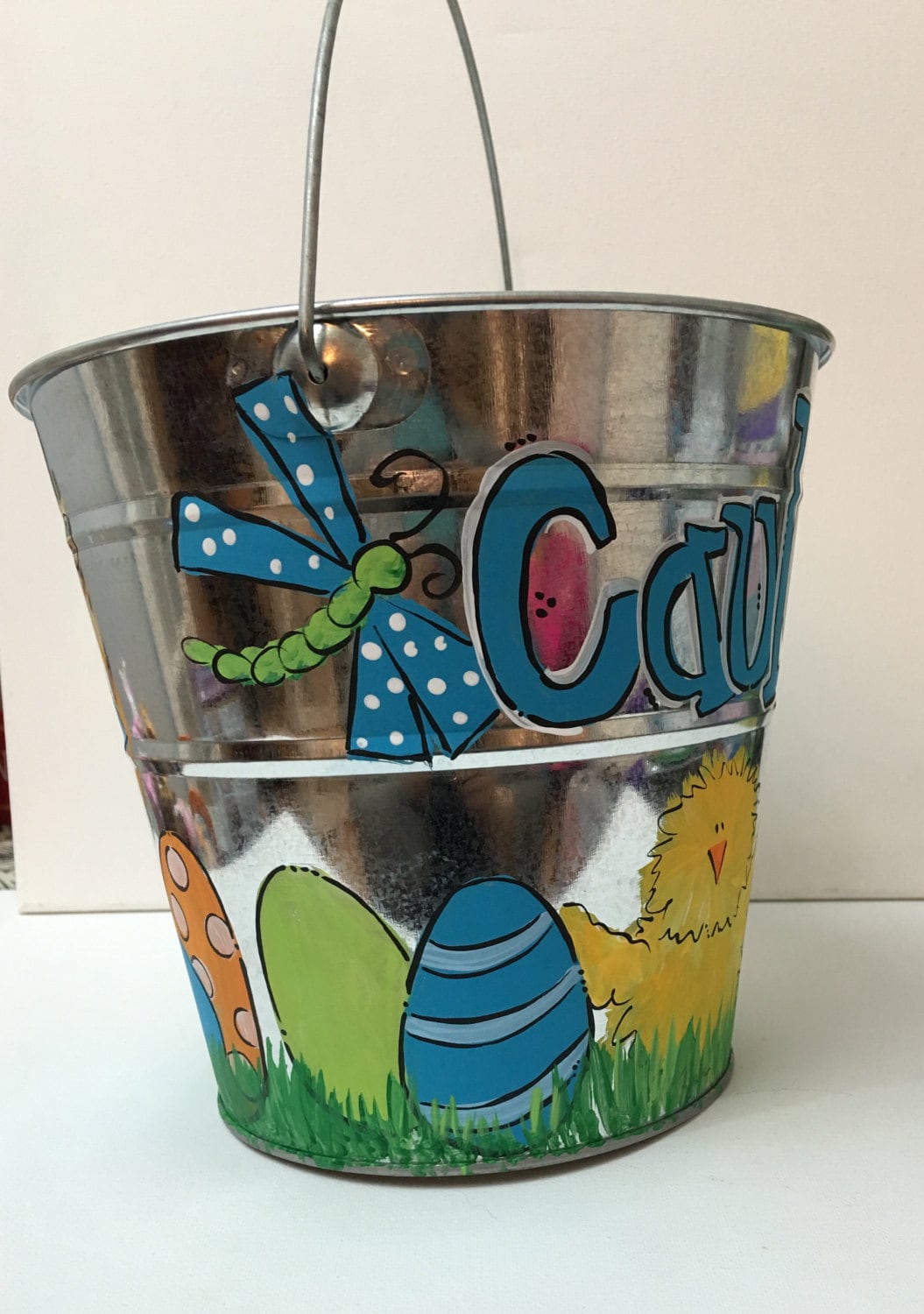 Personalized Easter Bucket Easter Basket Painted Easter Etsy