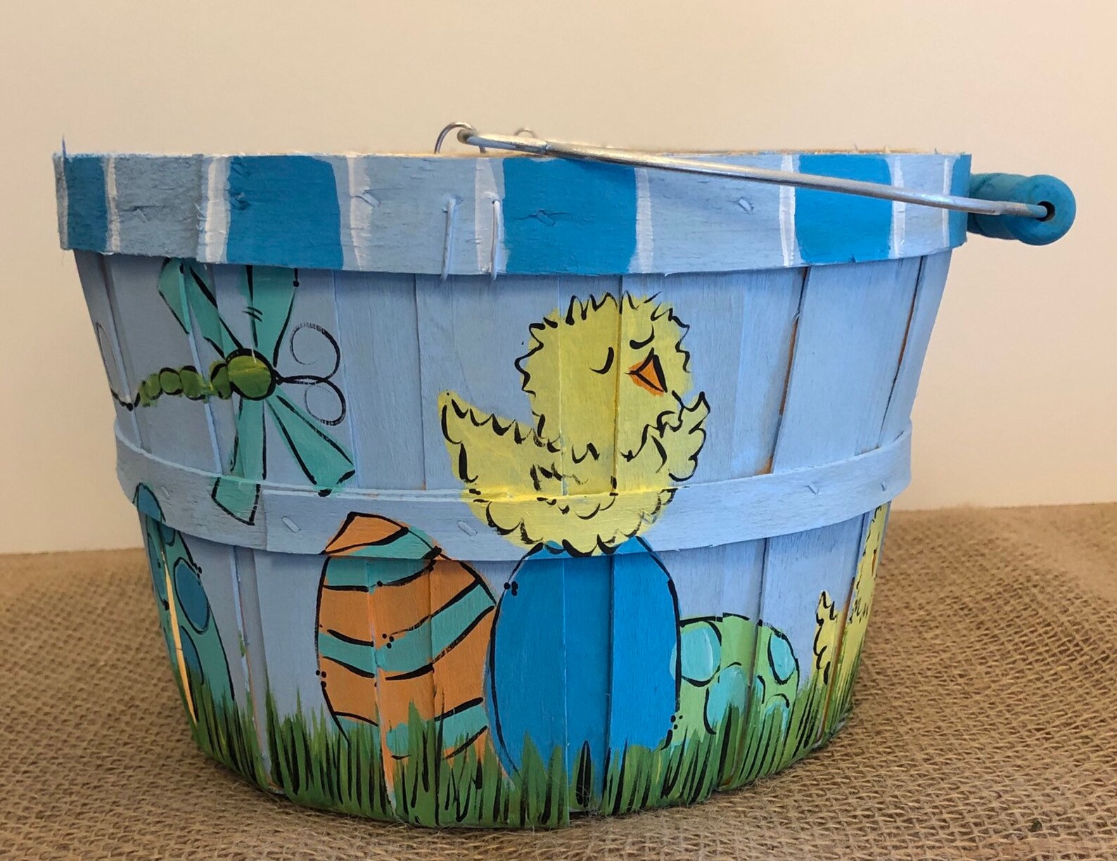 Easter Basket Hand Painted Easter Basket Personalized Etsy