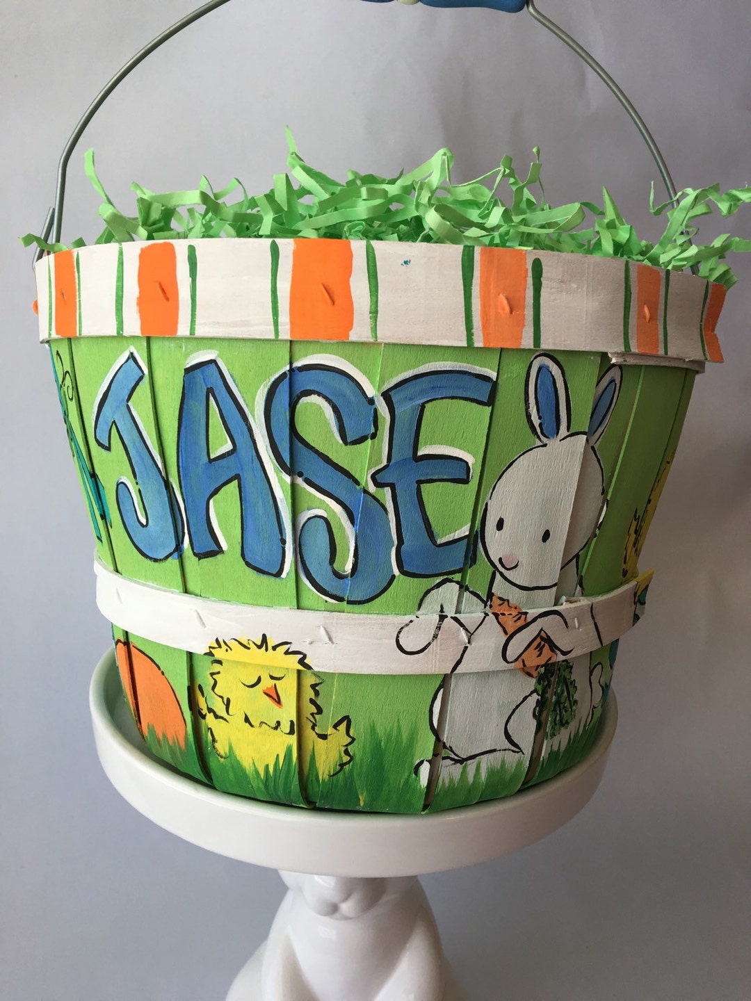 Easter Basket Easter Egg Basket Boy Easter Basket Easter Bunny Basket Hand Painted Easter Basket