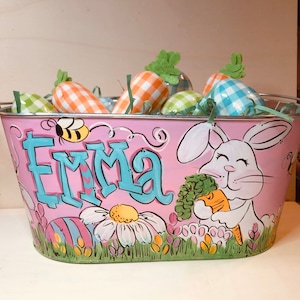 Personalized Easter Basket: Metal Easter Egg Bucket