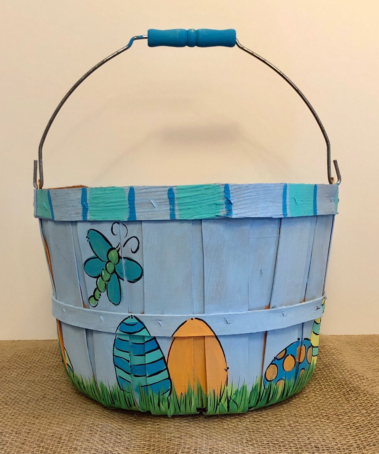 Easter Basket Hand Painted Easter Basket Personalized Etsy
