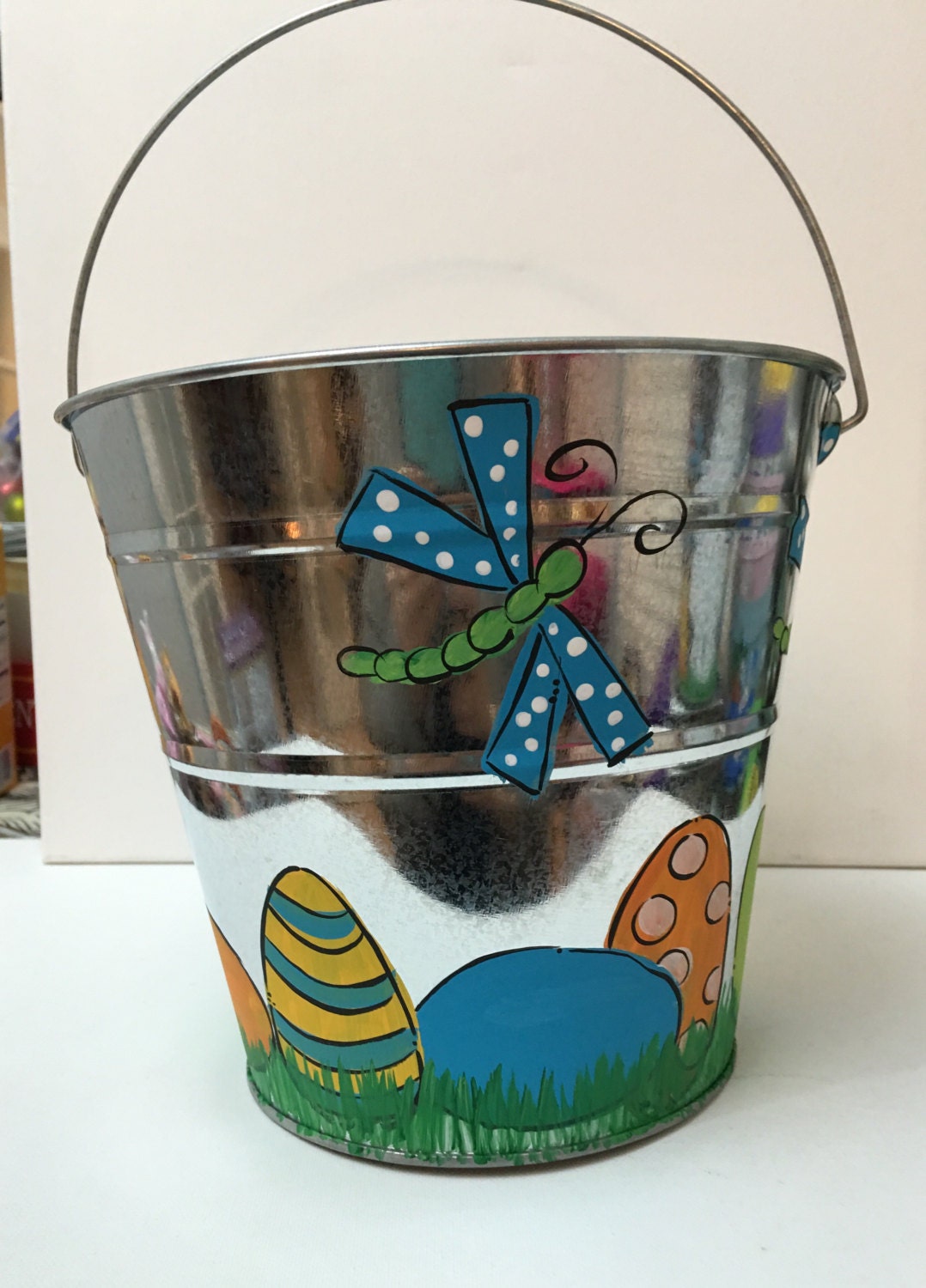Personalized Easter Bucket Easter Basket Painted Easter Etsy