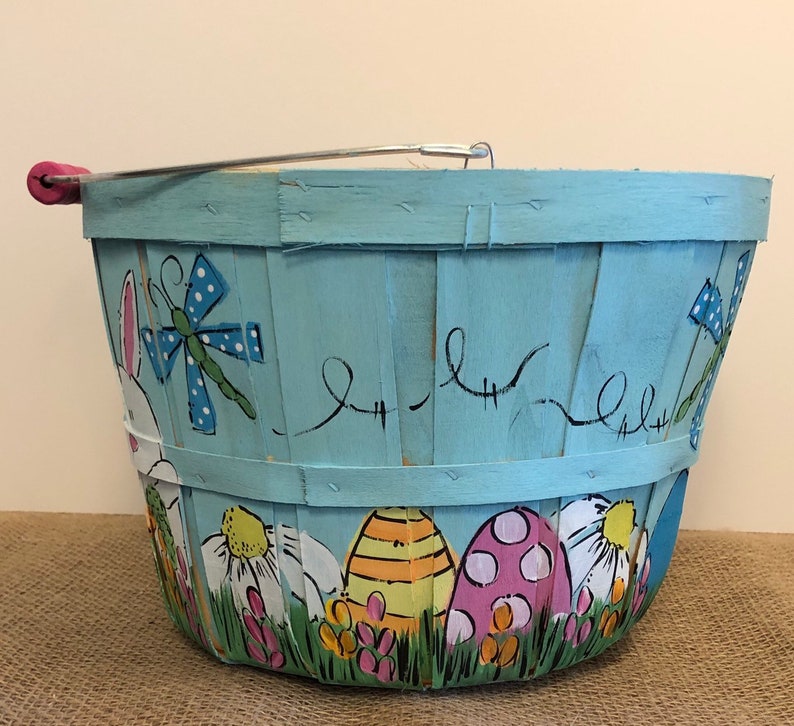 Easter Basket Hand painted Easter Basket Personalized Etsy