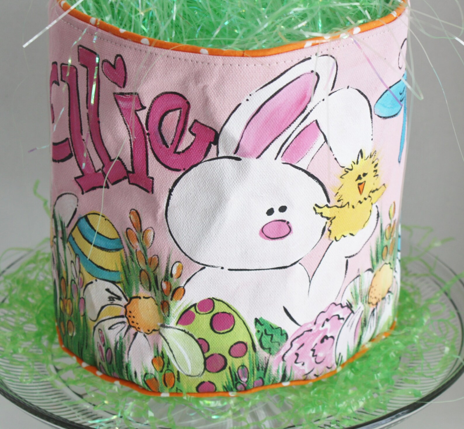 Easter Basket Personalized hand painted pink bunny and Etsy