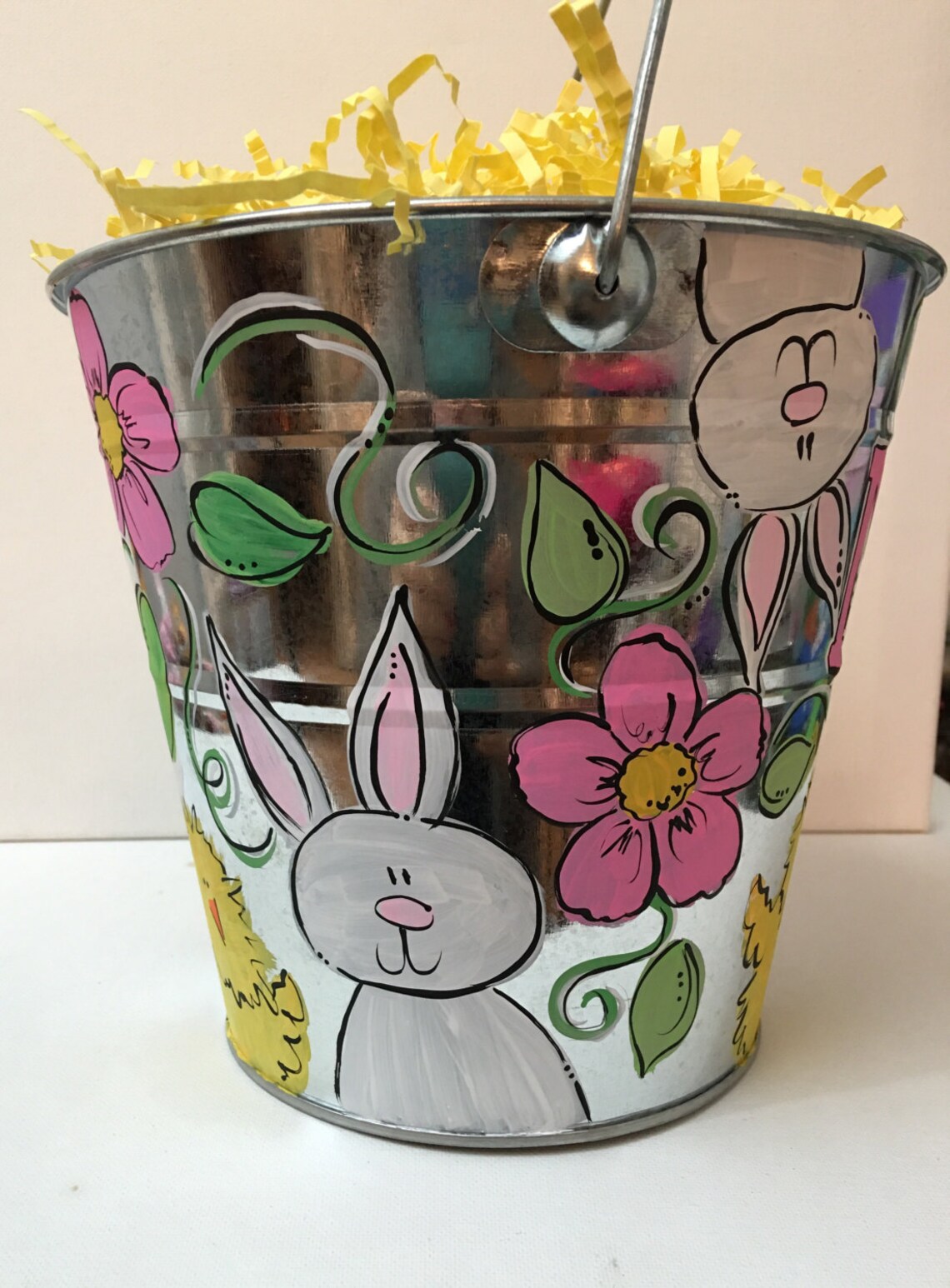 Personalized Easter Bucket Easter Basket Painted Easter Etsy