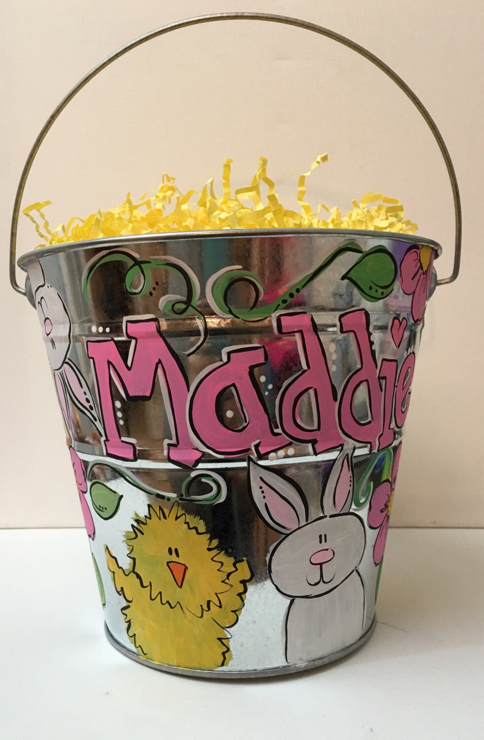 Personalized Easter Bucket Easter Basket Painted Easter Etsy