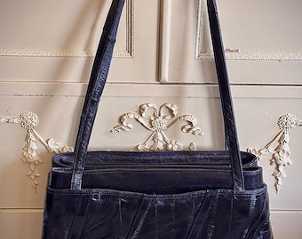 Vintage Black Eelskin Leather Purse
