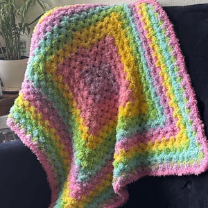 Rainbow Colored Crocheted Baby Blanket