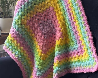 Rainbow Colored Crocheted Baby Blanket