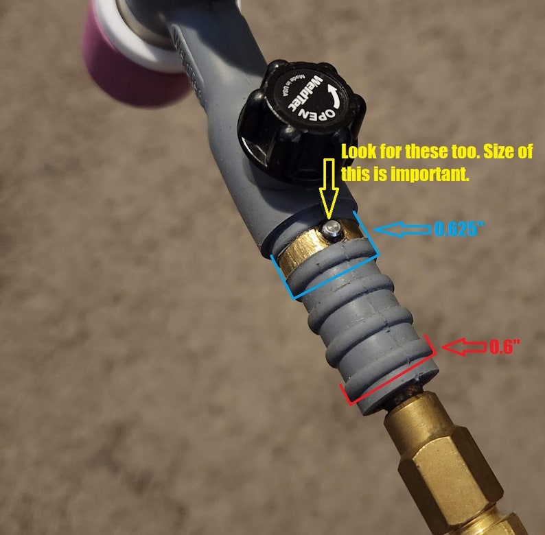 Dimensions of the blue and red area are important. If your handle has a unique feature to it, as highlighted in yellow, please identify it before ordering, and specify when ordering.